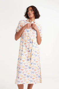 VESTIDO MIDI CAMISERO ESTAMPADO LAZOS