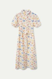 VESTIDO MIDI CAMISERO ESTAMPADO LAZOS