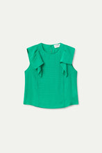 Cargar imagen en el visor de la galería, BLUSA SIN MANGAS CON VOLANTES VERDE
