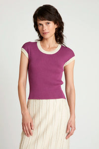 TOP DE PUNTO BICOLOR MORADO