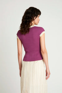 TOP DE PUNTO BICOLOR MORADO