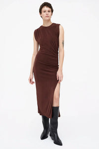 VESTIDO MIDI MARRON