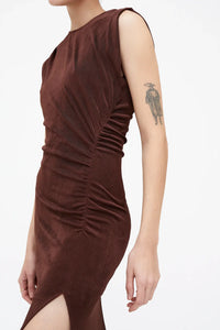 VESTIDO MIDI MARRON