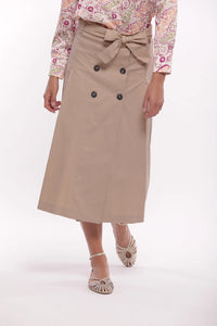 FALDA MIDI GABARDINA CAMEL
