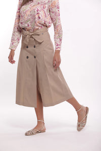 FALDA MIDI GABARDINA CAMEL