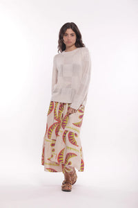 FALDA MIDI  VUELO ESTAMPADO PALMERAS
