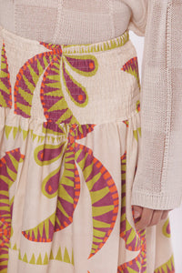 FALDA MIDI  VUELO ESTAMPADO PALMERAS