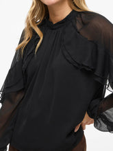 Cargar imagen en el visor de la galería, BLUSA VOLANTE NEGRA
