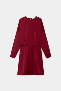 VESTIDO CORTO SATINADO GRANATE