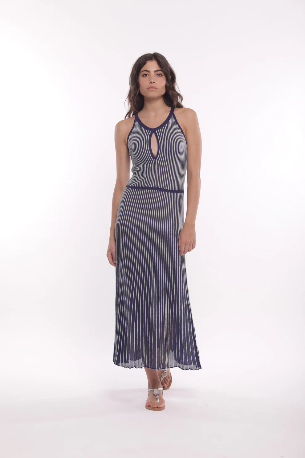 VESTIDO MIDI PUNTO RAYAS