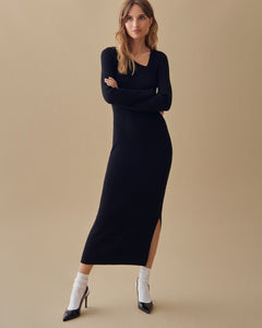 VESTIDO  DE PUNTO NEGRO VINELLI